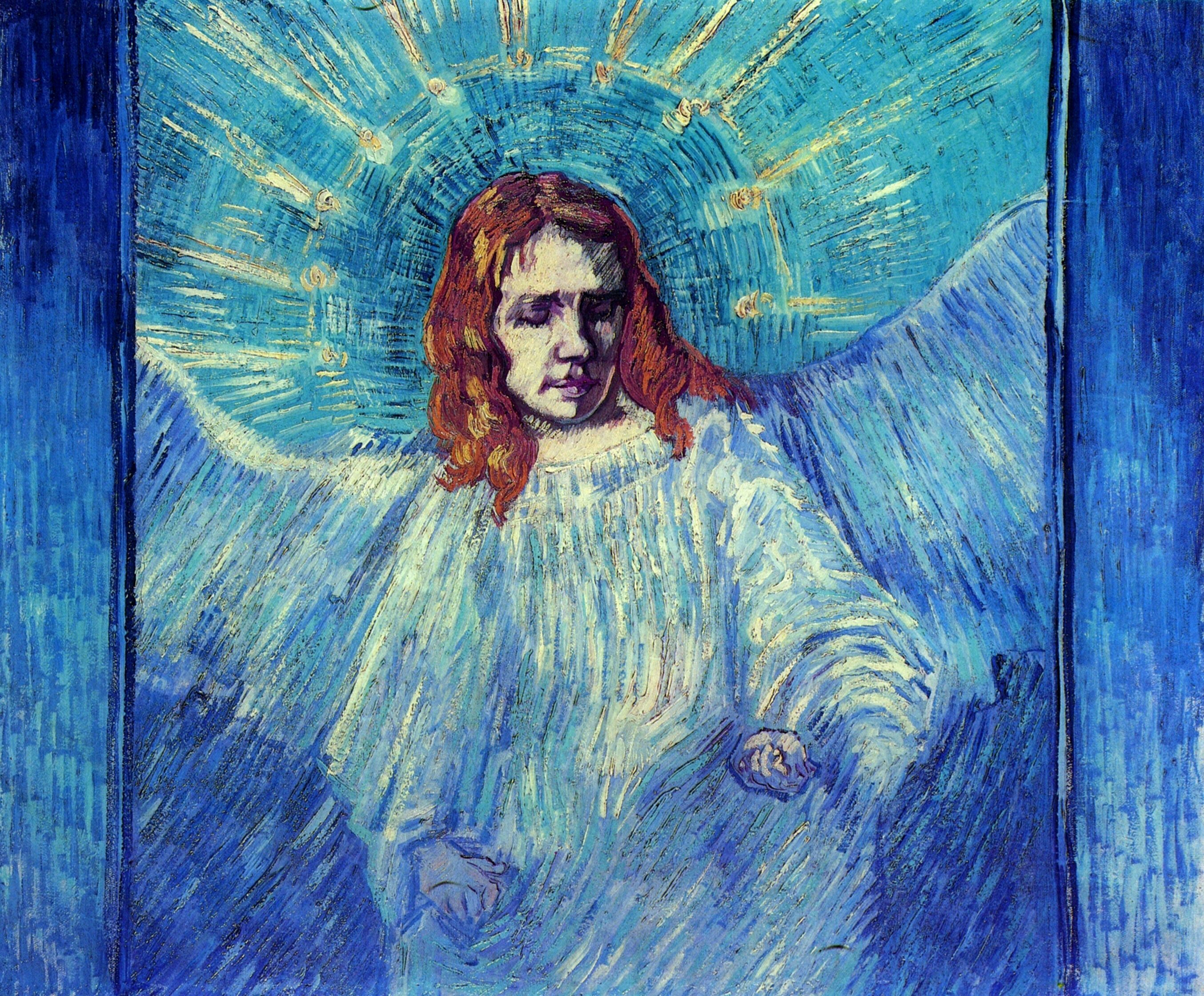 Картина Ван Гога Фигура ангела,по работе Рембрандта 1889